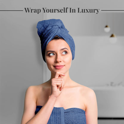 Cotton Towel Set, 8 Piece – Bath, Hand & Washcloths, Blue Color