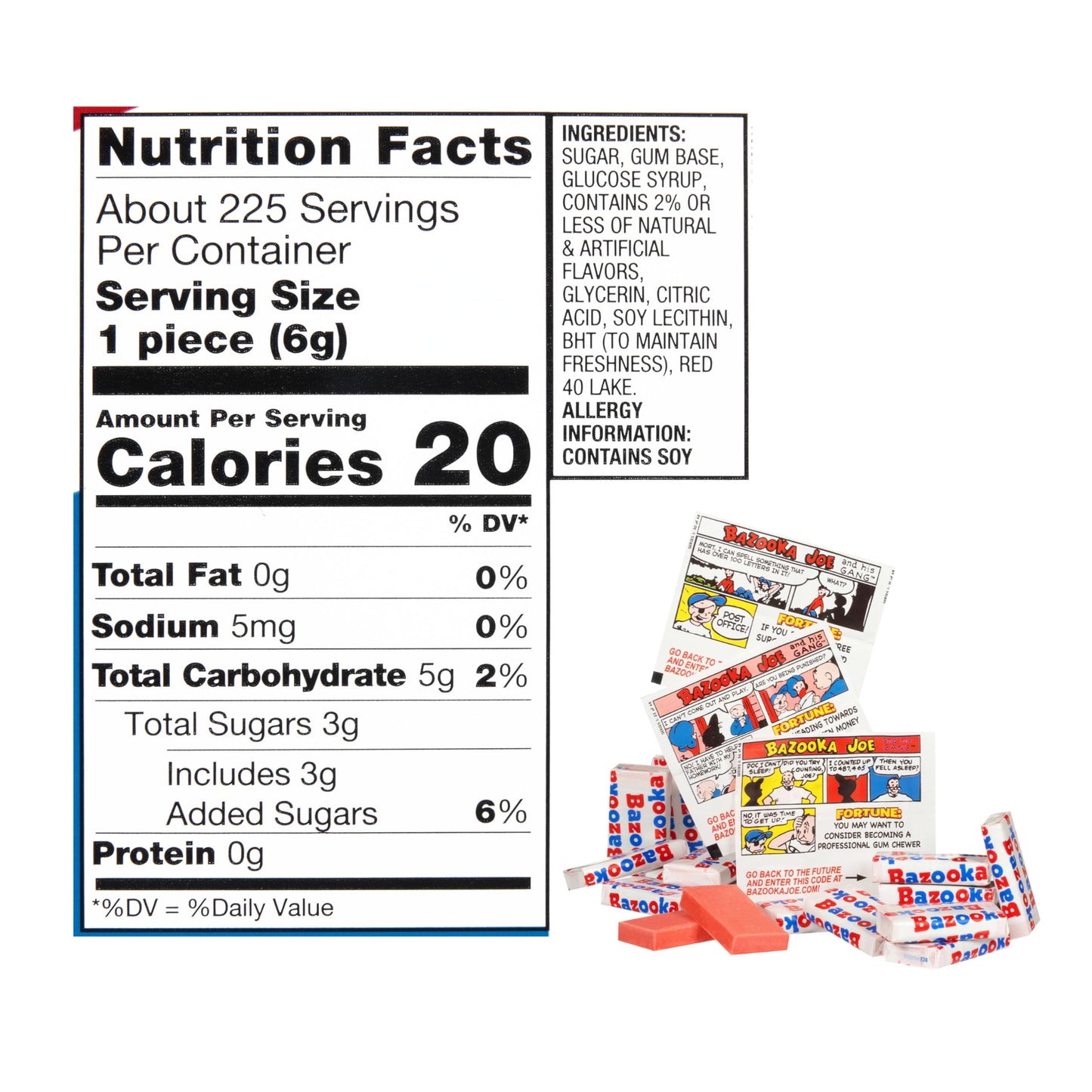 Bazooka Bubble Gum 225 Count Tub – Individually Wrapped