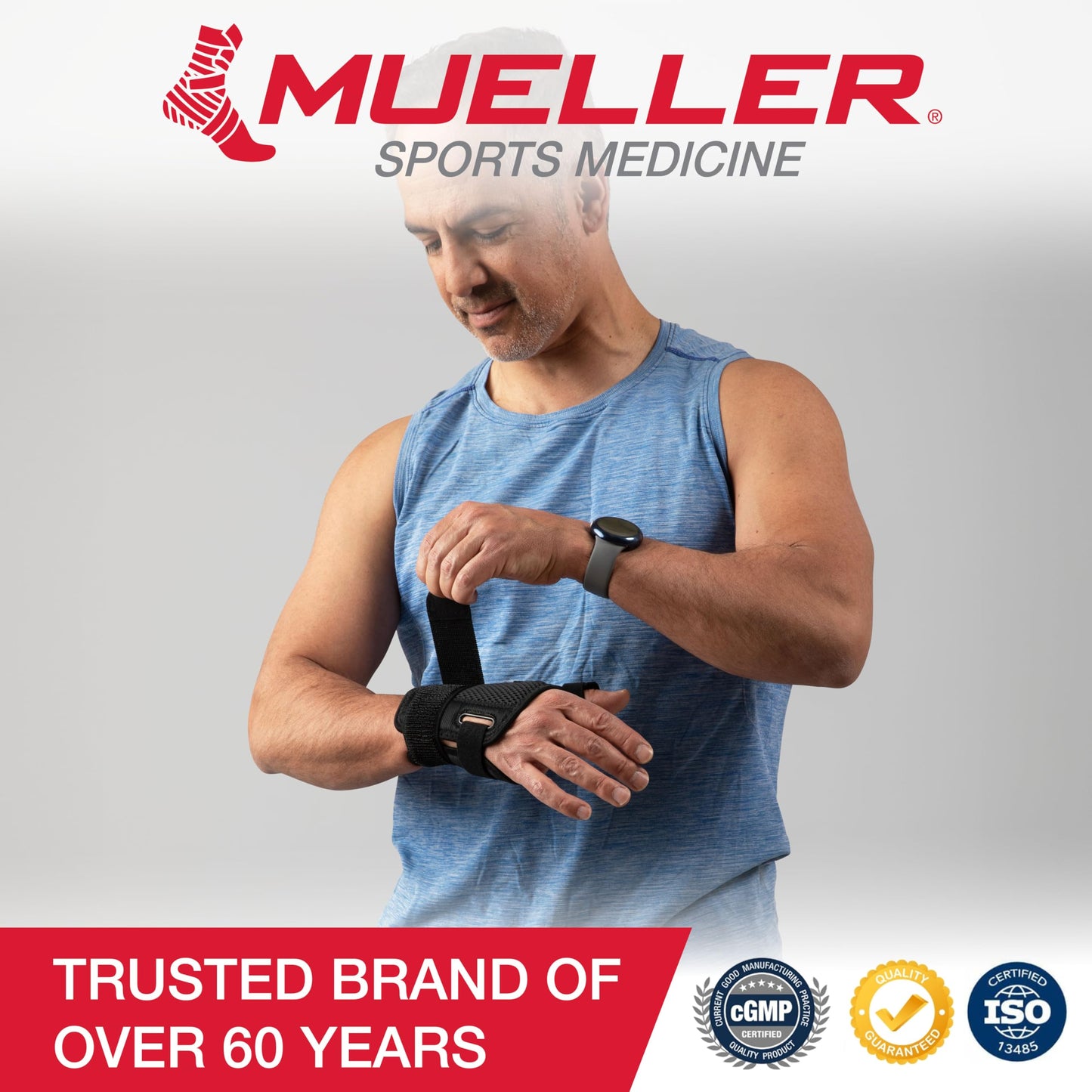 Mueller Adjust-to-Fit Thumb Brace for Arthritis & Sprains – Black, One Size
