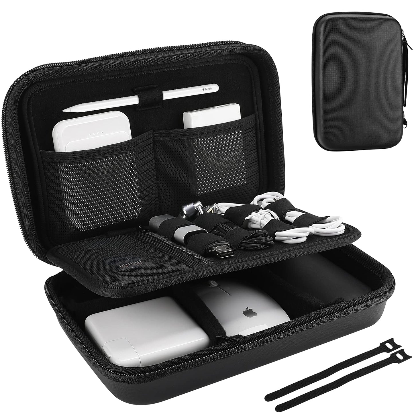 ProCase Hard Travel Electronic Organizer Bag – Large, Black