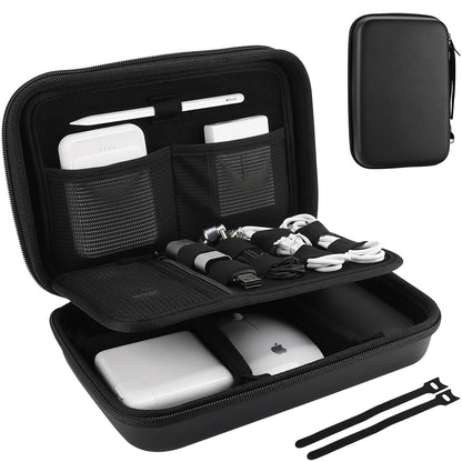 ProCase Hard Travel Electronic Organizer Bag – Large, Black