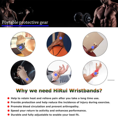 HiRui 2-Pack Adjustable Wrist Compression Brace for Pain Relief – Black