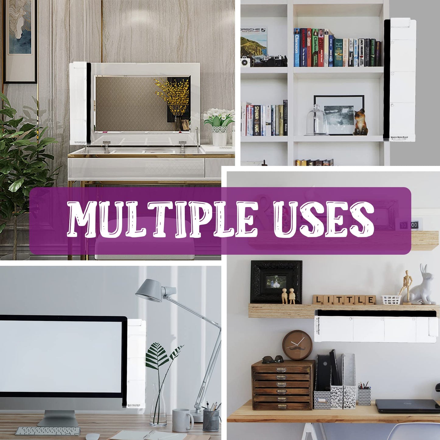 Computer Monitor Memo Board Set, Transparent Sticky Note Holder – 2 Pcs