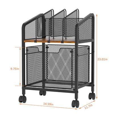 Tiaoheka Rolling File Cabinet with Storage Drawer & Dividers – Lockable