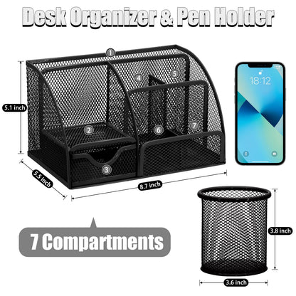 SYMDROMIA 13-in-1 Black Desk Organizer Set