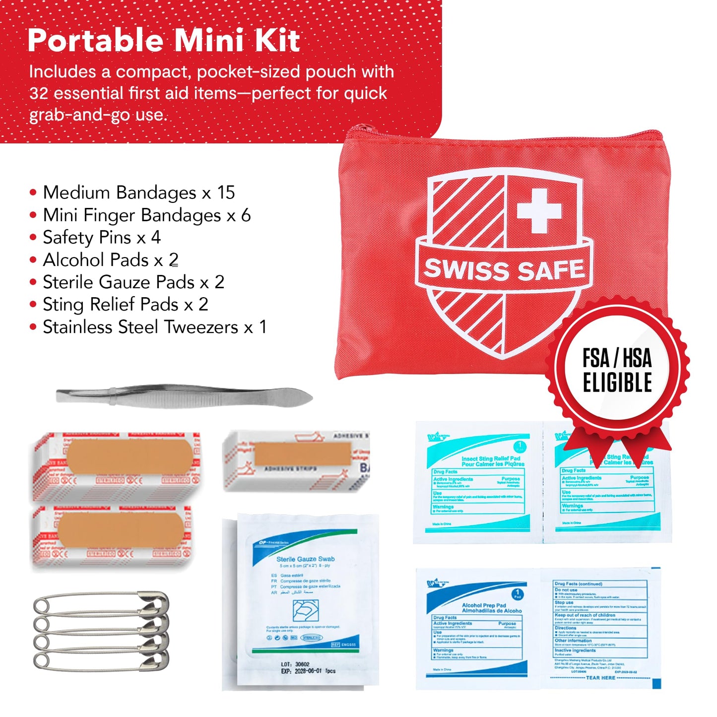 Swiss Safe 2-in-1 First Aid Kit with Bonus Mini Kit – 348 Pcs