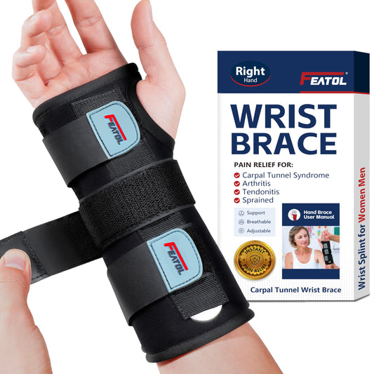 FEATOL Wrist Brace for Carpal Tunnel Pain Relief – Right Hand