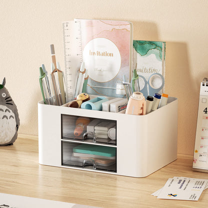 Marbrasse Pen Organizer with Drawer – White