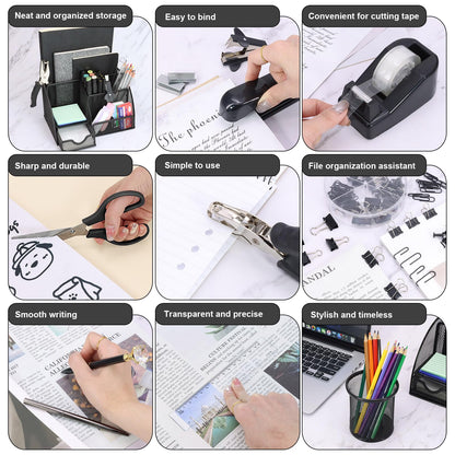 SYMDROMIA 13-in-1 Black Desk Organizer Set