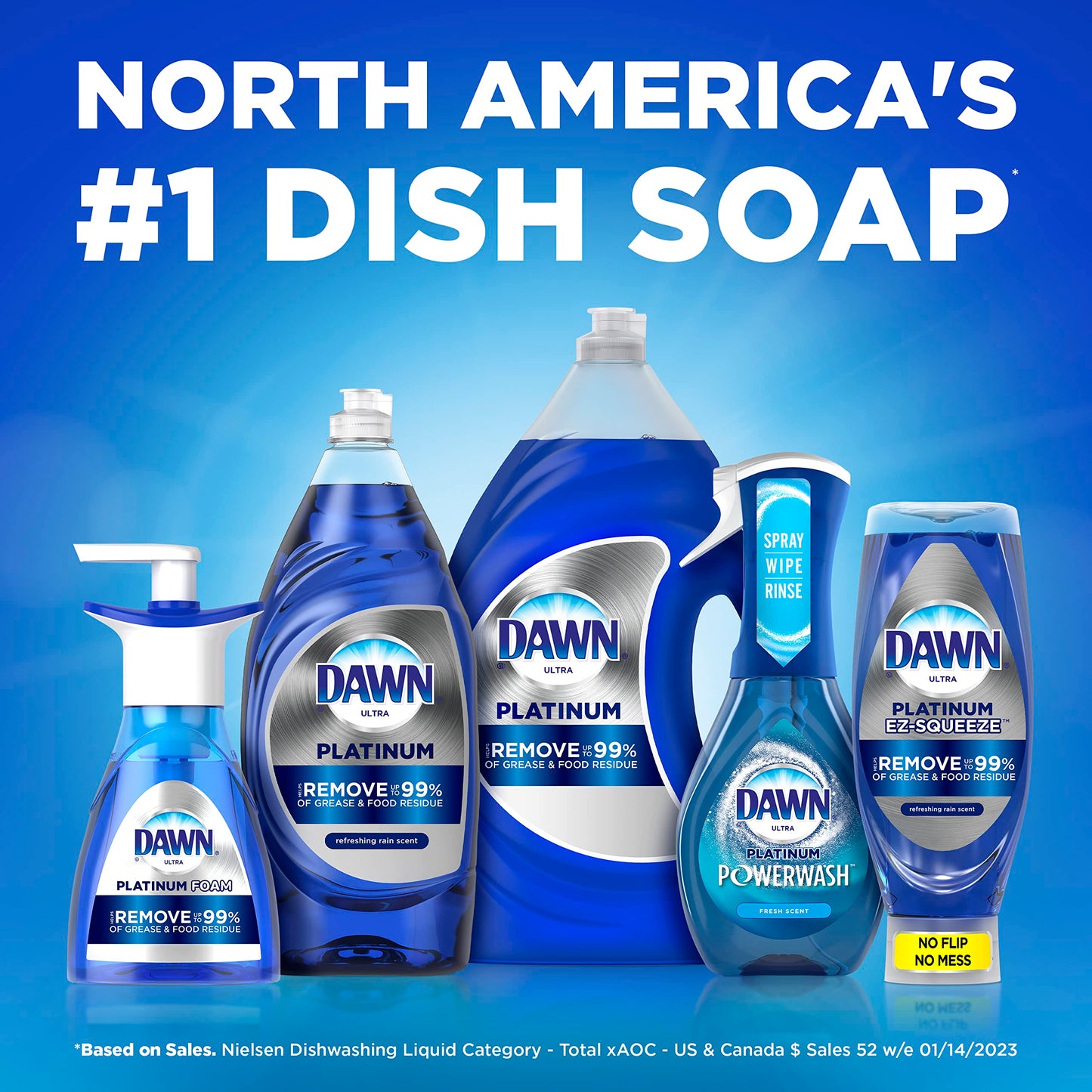 Dawn Platinum Dish Soap, Fresh Rain, 54.8 oz, 2 Pack