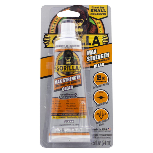 Gorilla Max Strength Construction Adhesive 2.5oz – Clear