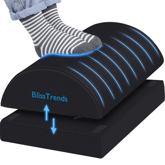 BlissTrends Adjustable Under Desk Footrest – Black