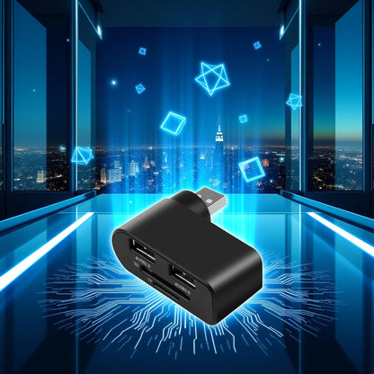 4-in-1 USB 2.0 Rotating Hub & Card Reader Dock – Black