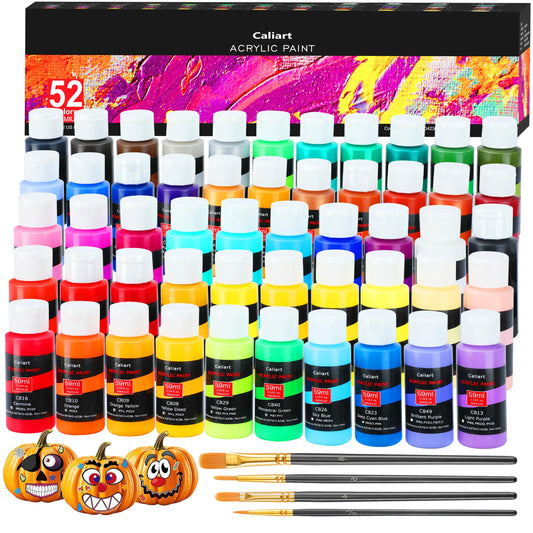 Caliart 52-Color Acrylic Paint Set with Brushes