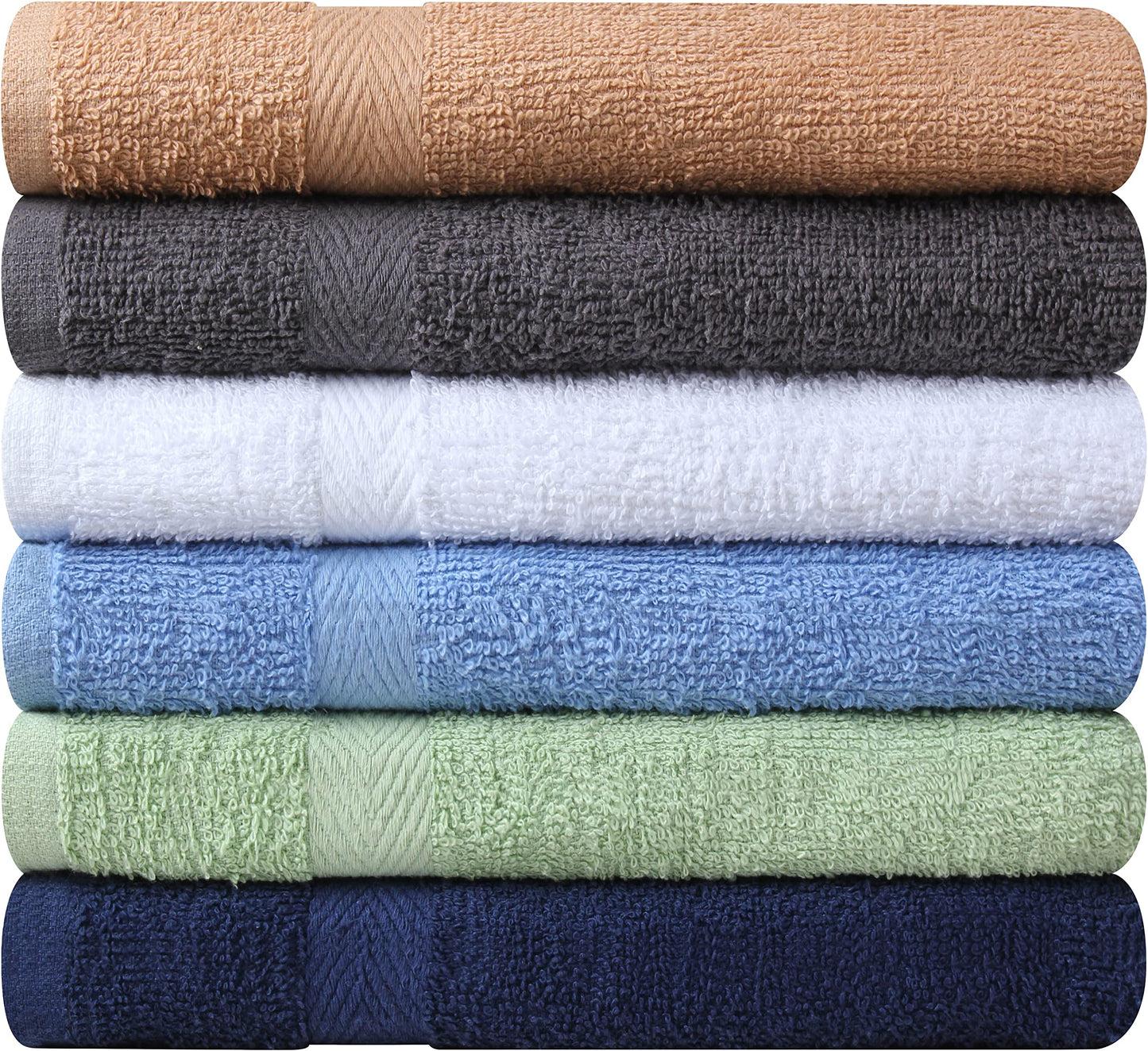 Bath Towel Set, 6 Pack – Quick Dry, Soft Cotton, Multiple Colors