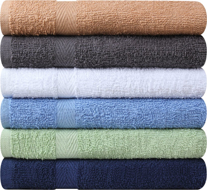 Bath Towel Set, 6 Pack – Quick Dry, Soft Cotton, Multiple Colors
