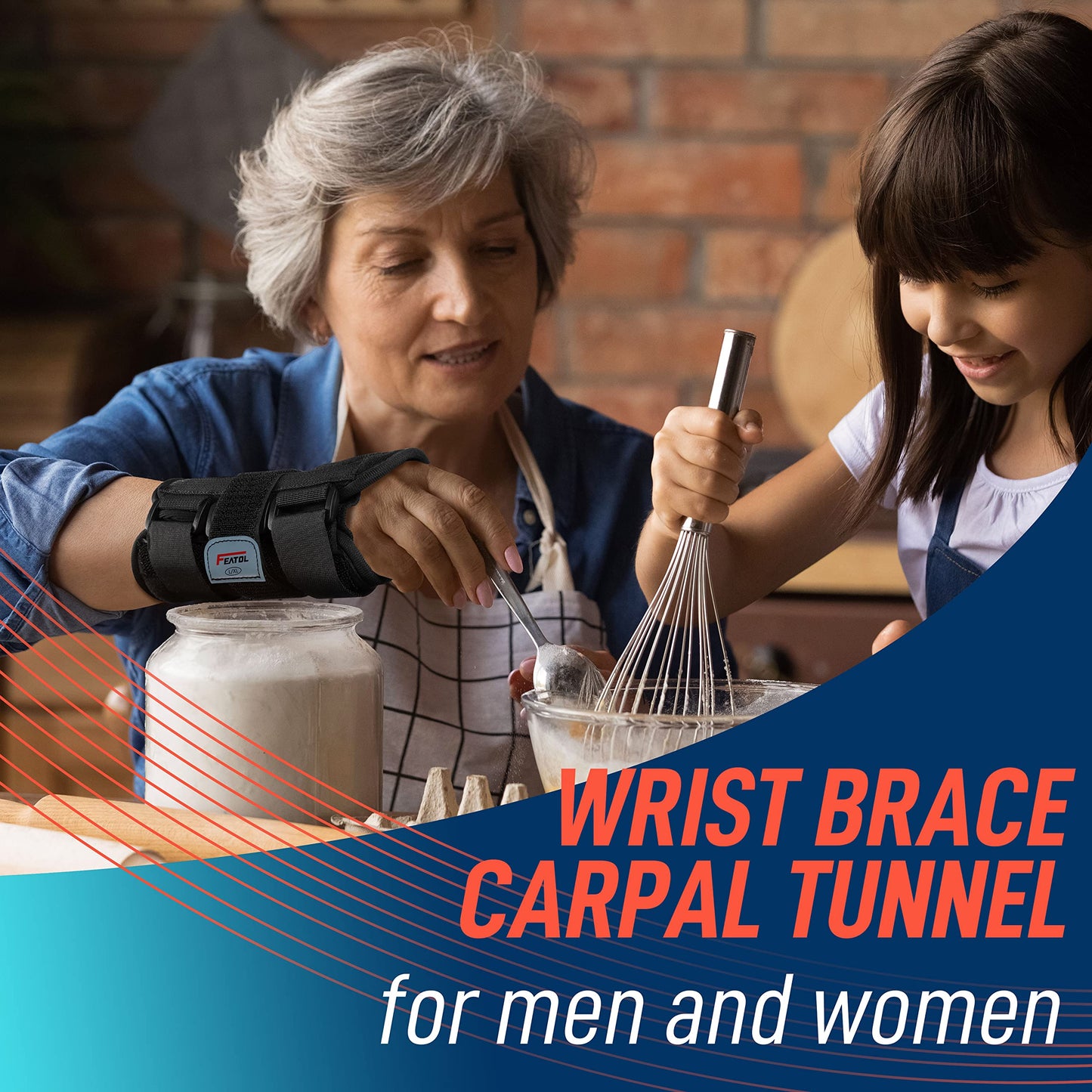 FEATOL 2-Pack Carpal Tunnel Wrist Brace with Metal Splint – M/L