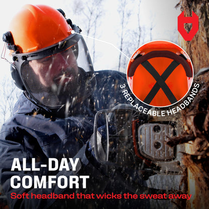 NoCry 6-in-1 Chainsaw Helmet with Face Shield & Ear Muffs – ANSI Certified