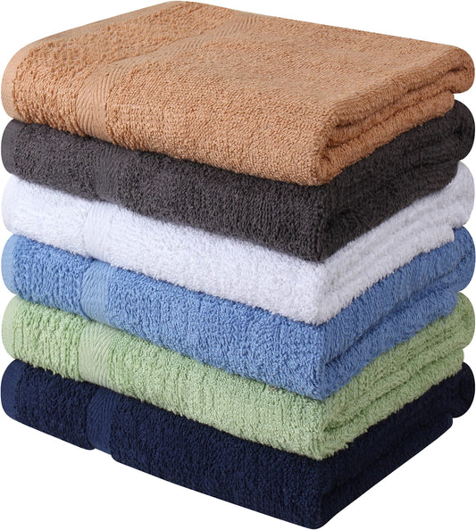 Bath Towel Set, 6 Pack – Quick Dry, Soft Cotton, Multiple Colors