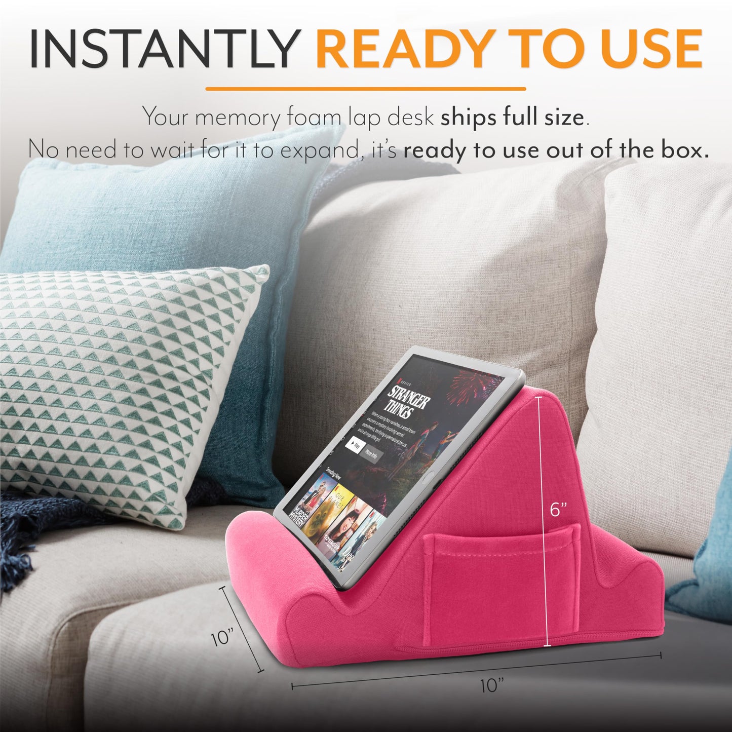 Brookstone Memory Foam Lap Desk Tablet Holder – Pink