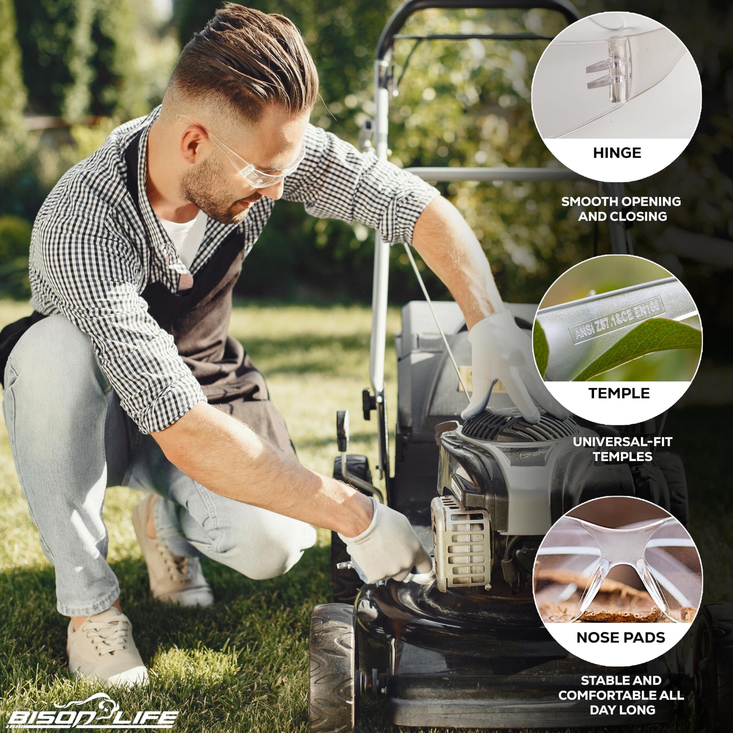 BISON LIFE Clear Safety Glasses – 12 Pack Box