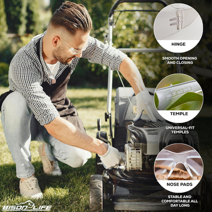 BISON LIFE Clear Safety Glasses – 12 Pack Box