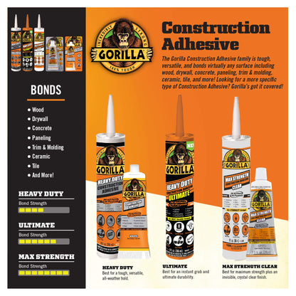 Gorilla Max Strength Construction Adhesive 2.5oz – Clear